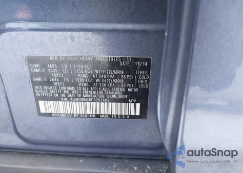 2015 Subaru Outback 2.5I Limited from USA, damaged, VIN 4S4BSBNC6F3257409